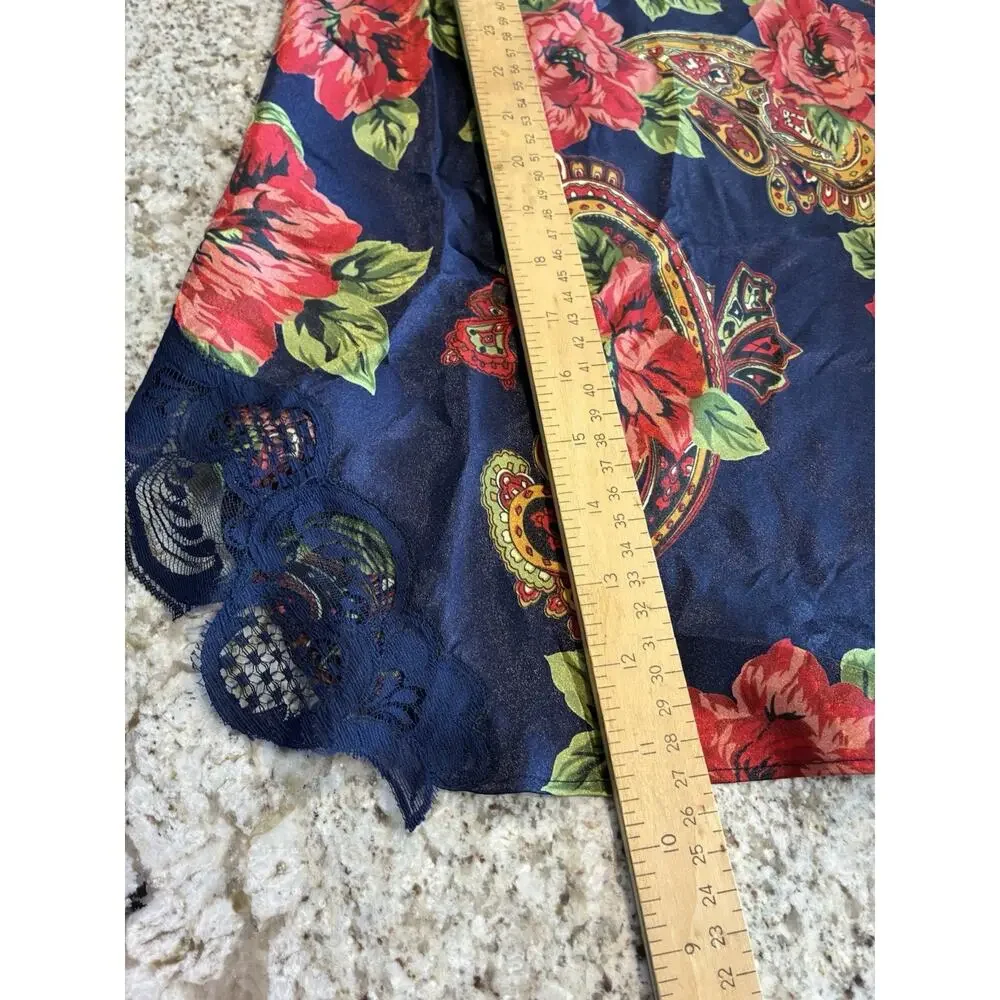 Vtg Victorias Secret Liquid Satin Chemise Slip Small Floral Gold Label Glossy